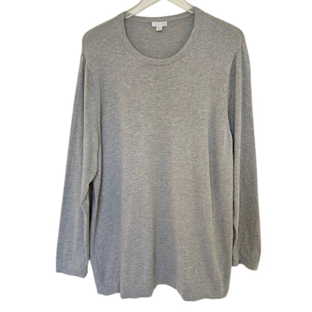 J. Jill Women's Cotton Blend Long Sleeve T-Shirt 2X Gray Casual Comfort